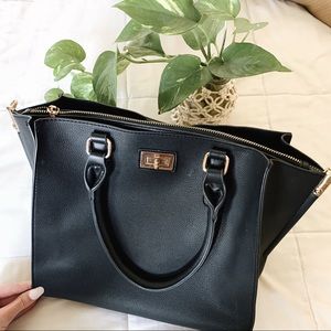 Black and Gold Faux Leather Purse